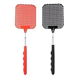 ZenBeya Fly Swatter Lightweight, 2 Pack Stainless Steel Extendable Manual Fly Swat Pest Control for Indoor Outdoor Camping Garden Mosquito Wasp Bug Insect (Black+Red)