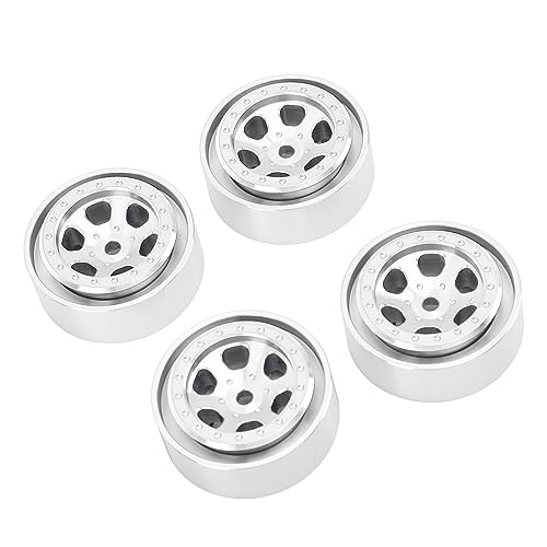 1.3 Inch Rims, Wear-resistant, Easy to Install, and Light-resistant, Aluminum Wheels, 4 Pieces for TRX4M 1/18 RC Crawler (SILVER)