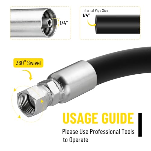 Image of 12 Pack 1 /4 inch Hydraulic Hose Fittings, 1 /4 inch I.D. Hose x 3 /8 inch JIC 37 Female with Protection Cover Hydraulic Hose End Swivel Crimp Fitting Kits