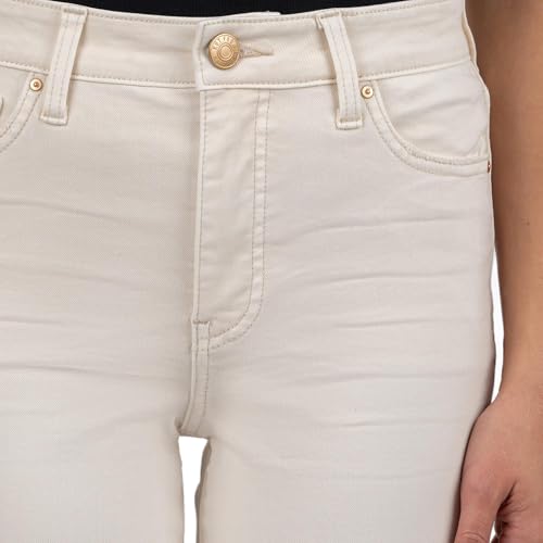 KUT from the Kloth Reese High Rise Fab Ab Ankle Straight Raw Hem Ecru 04