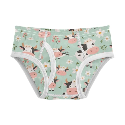 Wusikd Cute Cow White Boys' Underwear Cotton Flowers Leaves Boys Briefs Soft Toddler Underwear 2T