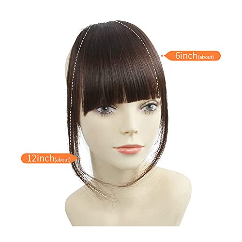 Thick Hair Bangs Clip in Fringe Human Hair Bang Real Human Hair Extension Unprocessed Fringe, Dark Brown Color, Thick Bangs - Image 2