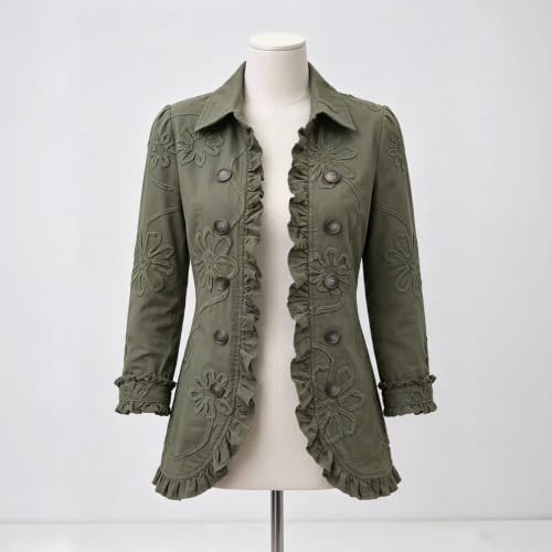 Ruffle Jacket for Women Button Ruffle Trim Retro Light Weight Jackets Women - image 4