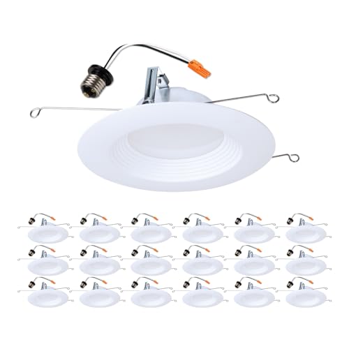 HALO LTE566930 5/6 Inch Indoor/Outdoor Recessed LED Trim 18-Pack, 3000K Soft White, 600 Lumens, Dimmable Can Light, Wet Location Listed, Energy Star - LTE566930-18PK