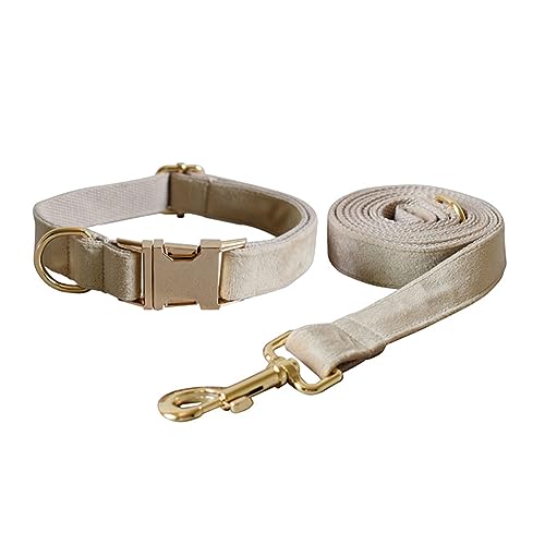 Love Dream Velvet Dog Collar and Leash Set with Quick Release Metal Buckle
