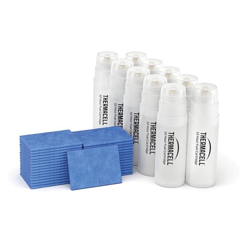 Thermacell Recambio Repelente de Mosquitos, Protección Eficaz 20 m², Compatible con Todos los Dispositivos, 120 Horas de Duración, 10 Cartuchos + 30 Pastillas