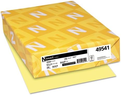 Neenah Paper 49541 Exact Index Card Stock, 110lb, 8 1/2 x 11, Canary, 250 Sheets