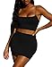 Kaximil Women's Summer 2 Piece Outfits Cami Crop Top Bodycon Skirt Mini Club Dress, Medium, Black