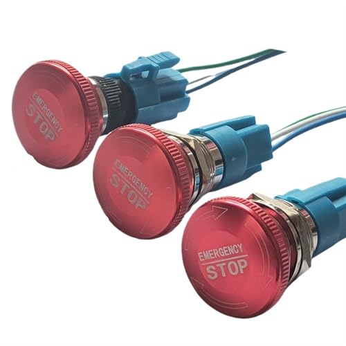 Bouton arrêt urgence 19mm latching switch métallique avec tête champignon