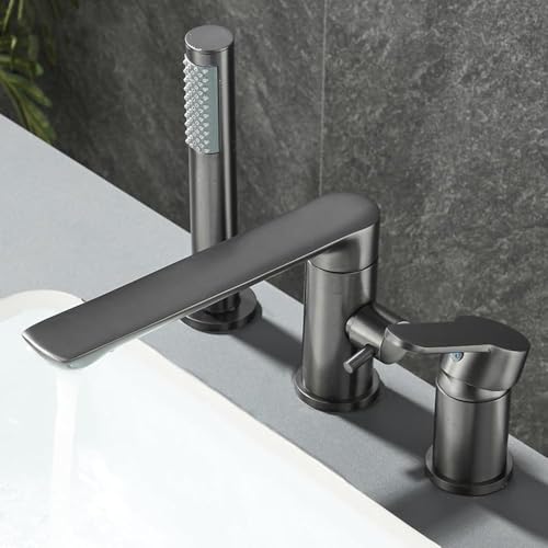 Mitigeur baignoire cascade rotatif 360 en laiton avec douchette manuelle