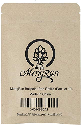 Mengran 2.75'' Ballpoint Pen Refills,Standard D1 Ballpoint Pen Refill (Remove Black Hat),Metal Refill,Black Ink,(Pack Of 10) #TOP4