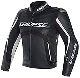 Dainese Misano D-Air Airbag Giacca in pelle perforata moto Nero/Nero/Bianco