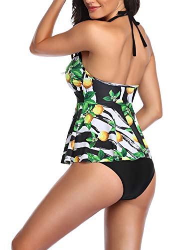 image for Upopby Ladies Floral Printed Tankini Swimsuit Tummy Control Two Piece 