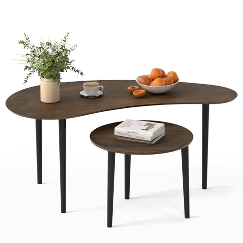 GOFLAME Nesting Tables Set of 2, Mid Century Modern Stacking