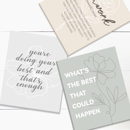 Image of CHDITB Inspirational Canvas Wall Art, You Are Doing Best Wall Decor, Botanical Floral Line Art Poster,Positive Teamwork Affirmation Framed Posters For Office Women Bedroom Living Room Decor 8 inchX10 inch
