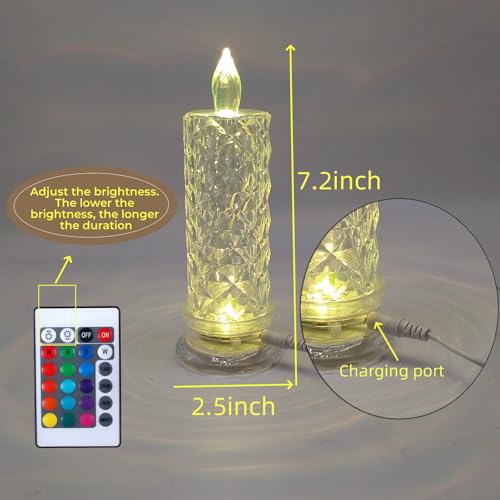Image of 4pcs Rose Shadow Rechargeable LED Flameless Candles | remote adjustable brightness Touch Control