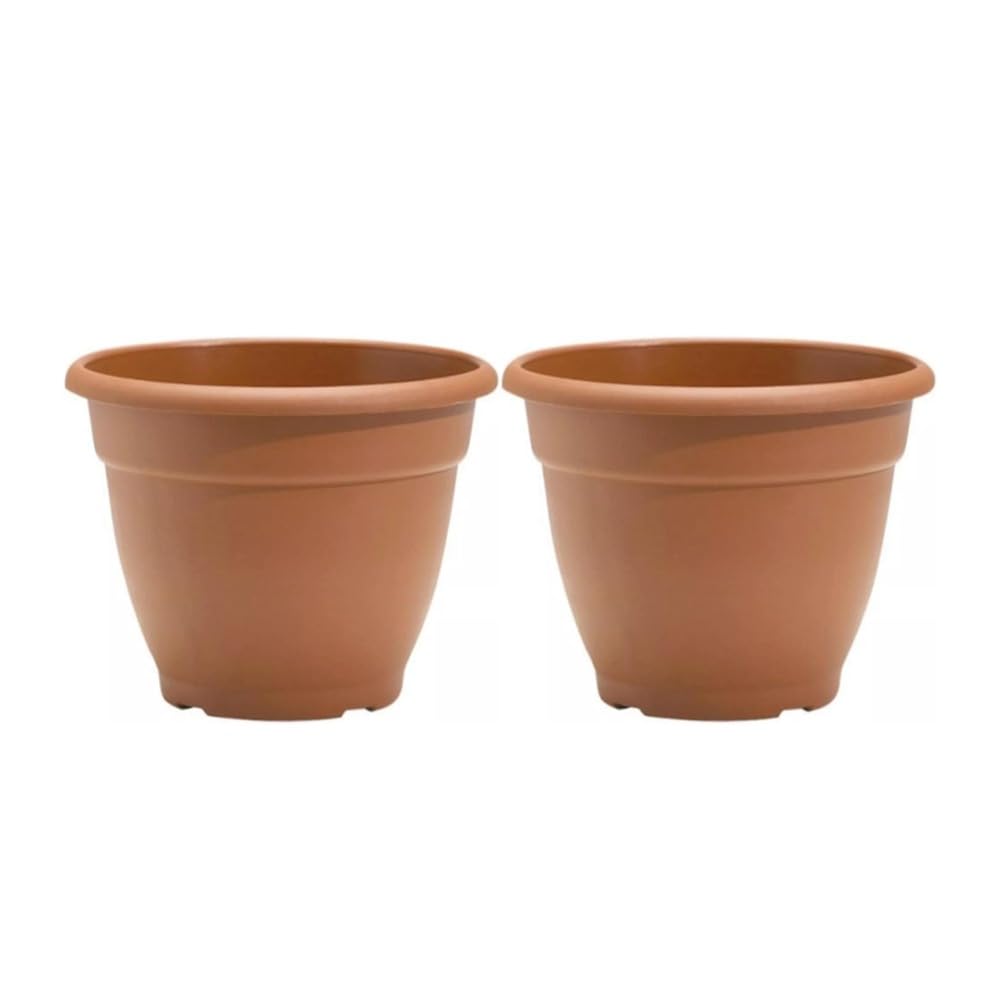 shopior Bella 30cm Plastic Plant Pot 9.5L – Indoor Outdoor Decorative Planter, Large Flower Pot for Houseplants, Herbs & Succulents | Modern Lightweight Garden Plant Container (Terracotta-Pack 2) — image 1