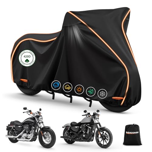 420D Motorcycle Cover for Sport Model Harley Davidson Sportster S, Sporster 883, Nightster Special, Superlow, Superlow 1200T, 1200 Custom,Outdoor Bike Cover Windproof Heavy Duty Waterproof Protection