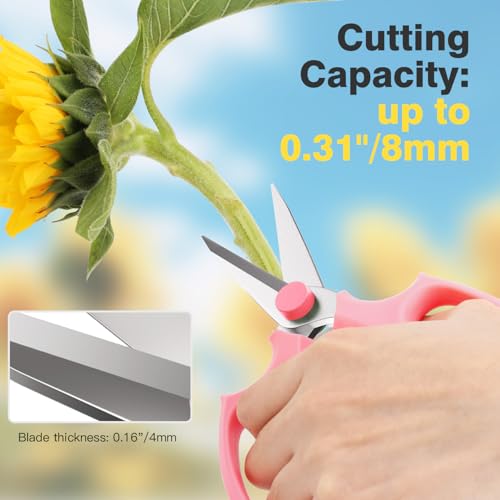 Image of Housolution Flower Scissors, 3 Pack, Strong Floral Shears, Premium Steel Pointed Garden Pruning Shears Floral Fruits Leaf Scissors Hand Pruner Snip Trimming Tool for Gardening Flower Arrangement, Pink