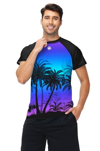 Image of AOBUTE Mens Swim Shirts Short Sleeve UPF 50+ Sun Shirt Quick Dry Rash Guard Fishing Swimming Shirt