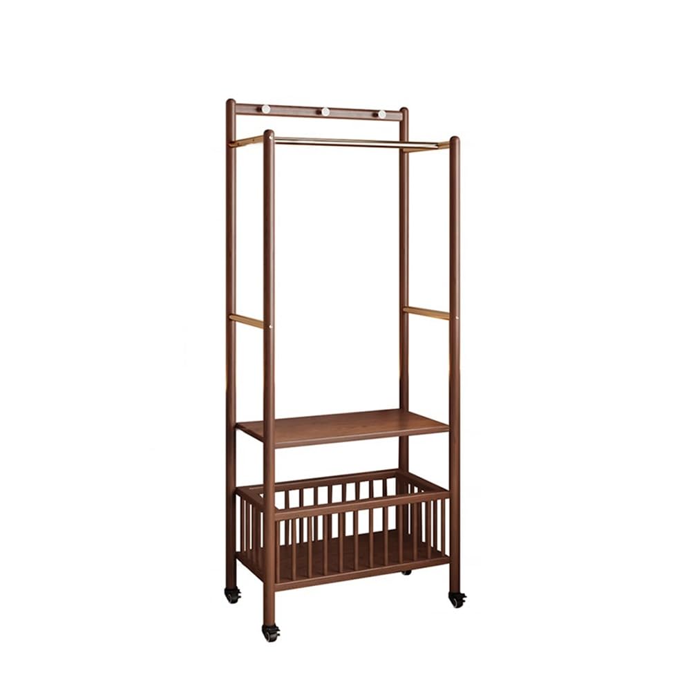Adjustable Garment Rack Multifunctional Coat Rack Floor Clothes Hanger Bedroom Solid Wood Clothes Hanger Clothes Storage Rack Removable