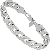 LIFETIME JEWELRY 11mm Flat Cuban Link Chain Bracelet for Men & Women 24k Gold Plated (White Gold, 9 inches)