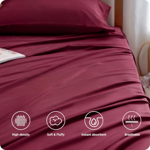 Image of Bedsure PureWoven 100% Rayon Derived from Bamboo, Twin XL Sheets, 3 Pieces
