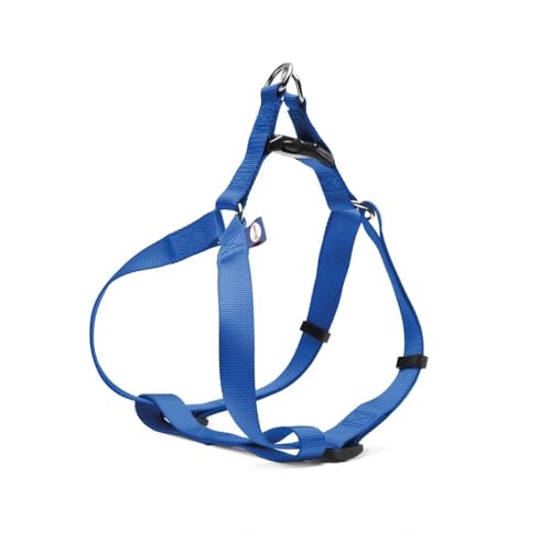 Record - Pettorina per Cani – Realizzata in Morbido Nylon – Dotata di Aggancio Rapido sul Dorso – Doppio Anello di Aggancio in Metallo - Colore Blu – Taglia XL - Circonferenza 56-81 cm