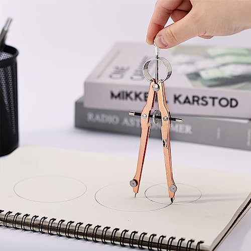 Boussole de dessin technique or rose pour géométrie et mathématiques avec serrure de blocage