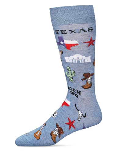 MeMoi Men's Don't Mess With Texas Rayon from Rayan Blend Novelty Crew Sock