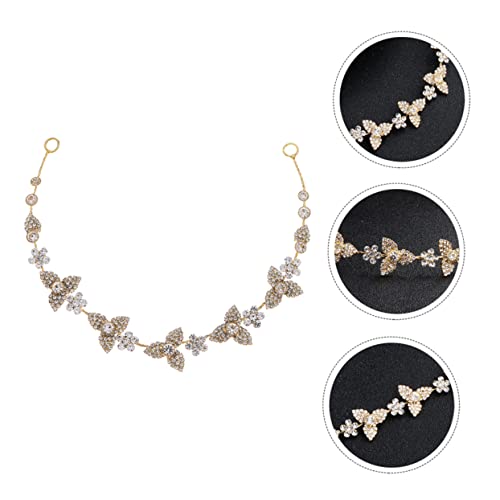 1pc Headband Head Piece for Wedding Bride Wedding Hair Pieces for Brides Crystal Ab Rhinestones Wedding Headpiece Patricks Hair Bride Rhinestone Headwear Miss Veil Leaf (Color : Golden, Size : 29x3C2