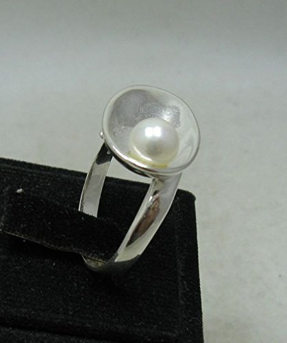 Sterling silber ring mit 6mm Perle 925 Empressjewellery Größe 46-69 R001146