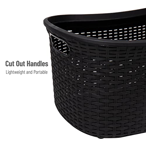 Mind Reader Basket Collection, Laundry Basket, 40 Liter (10Kg/22Lbs) Capacity, Cut Out Handles, Ventilated, Set Of 2, Black #TOP3