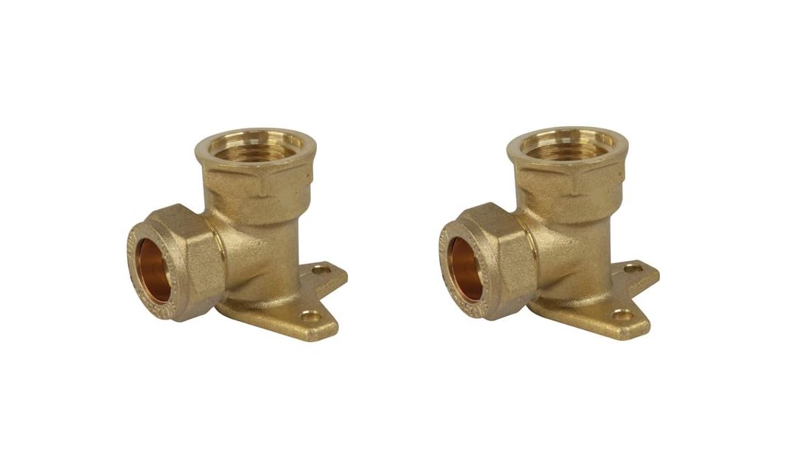22.5 Team Controls Women's Brass Tc Compression Wall Plate Elbow 15Mm X 1/2'' For Plumbing Fittings & Outside Tap - Pair