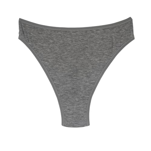 Image of High Waisted Cotton Thongs Underwear For Women Breathable Sport Athletics Panties High Rise Plus Size Multipack