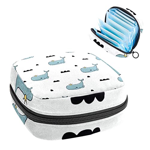 Baleine Grise, pochette menstruelle, sac de rangement pour tampons, porte-tampons pour sac à main, organisateur de produits féminins, multicolore, 4.7x6.6x6.6 in/12x17x17 cm