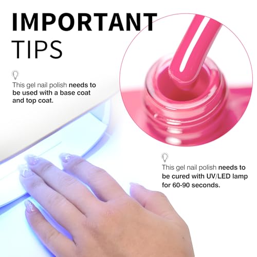 Image of CANNI 9ml Neon Pinkish Red Gel Nail Polish, High Gloss UV LED Soak Off Gel