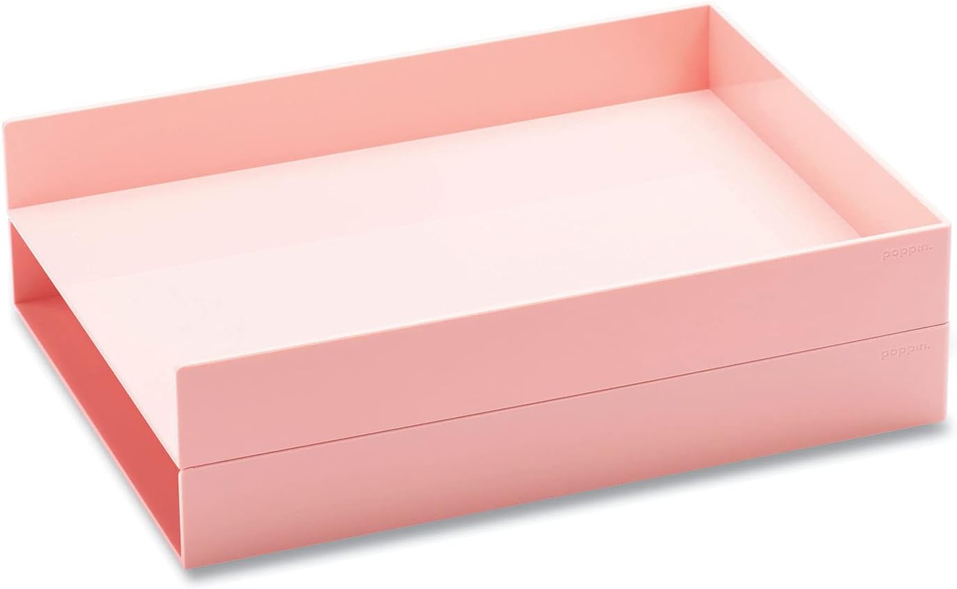 Poppin 2 Letter Trays (Blush)