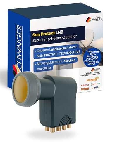 SCHWAIGER Octo LNB digital Sun Protect I Low Noise Blockconverter für 8 Teilnehmer I ohne Multischalter betreibbar I extrem wetterfest für störungsfreien SAT-Empfang I anthrazit