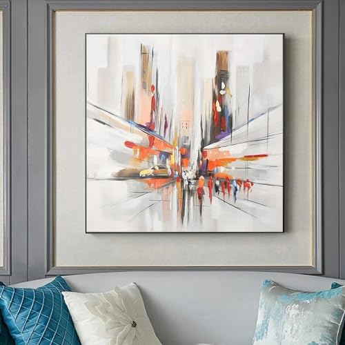 Peinture d'art abstrait de rue en toile 30x30 cm avec cadre interne pour decoration salon
