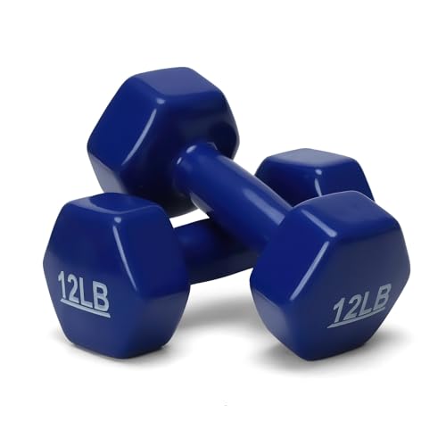 Image of Amazon Basics Vinyl 12 Pound Dumbbells - Set of 2, Blue