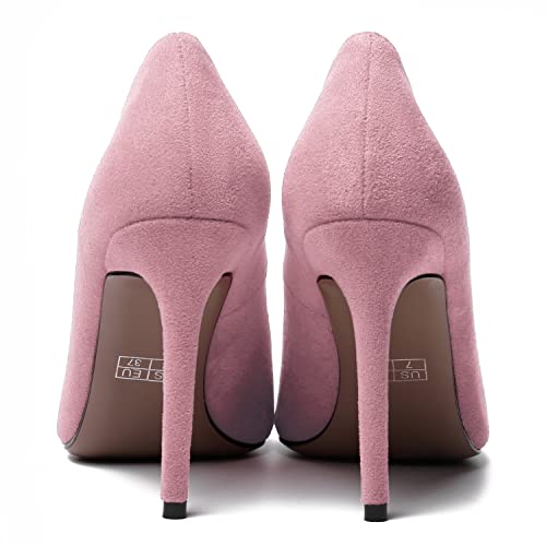 MODENCOCO Womens Wedding Sexy Pointed Toe Slip On Suede Party Stiletto High Heel Pumps Dress Shoes 4 Inch4