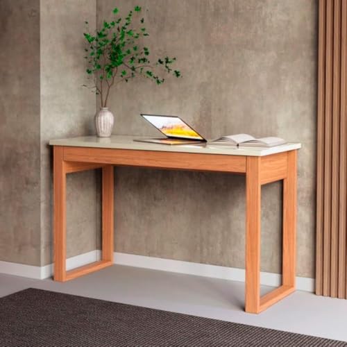 Mesa de Escritório 1 Gaveta em Mdf 118x53x75cm Dalla Costa Off White Freijó