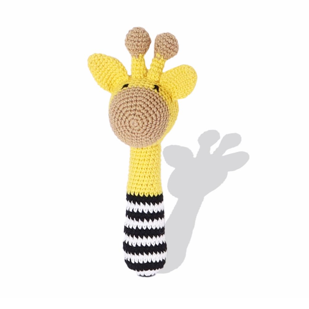 Amyah Creations Giraffe Rattle: Stimulates Sensory Skills, Fine Motor Development & Visual Learning | Provides Audio Stimulation | Choking & Hazard Free | Promotes Color Recognition, Animal Learning & Soothes Gums | Ideal Security Toy