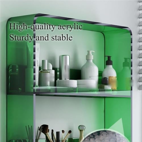 4-Tier Acrylic Floating Shelves for Bathroom - Stylish Wall-Mounted Storage for Vanity & Toilet Organization - 90cm Green Shelving Unit for Home Decor