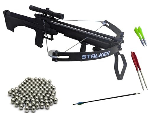 100lbs WT-Stalker Repeating Compound Crossbow Tactical with 4x20 Scope and Aimer(Shoots Steel Balls and Bolts)