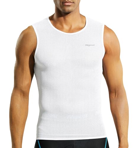 Nepest Baselayer Herren Fahrrad Rennrad Unterhemd Kurzarm Rad Tanktop äRmelloses Atmungsaktive Mesh Superlight Fahrradtrikot äRmellos Men Cycling Weiß XL