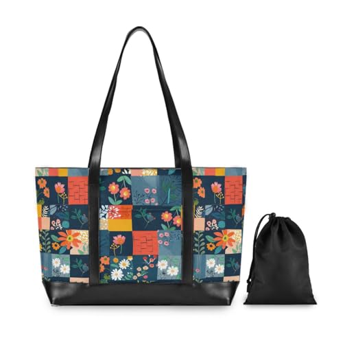 Floral Stitching Plaid professional women laptop tote bag with zipper bag for women work for university with tablet bolsas para computadoras de mujer2