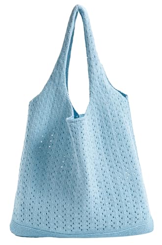 Crochet Tote Bag 2025 Knit Shoulder Handbag Women Stylish Boho Beach Purse Openwork Hollow Weave Chunky Yarn