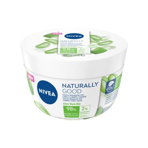 NIVEA Naturally Good Crema Hidratante Corporal 24h Aloe Vera BIO (1 x 200 ml), crema para cara, cuerpo y manos con un 98% de ingredientes de origen natural
